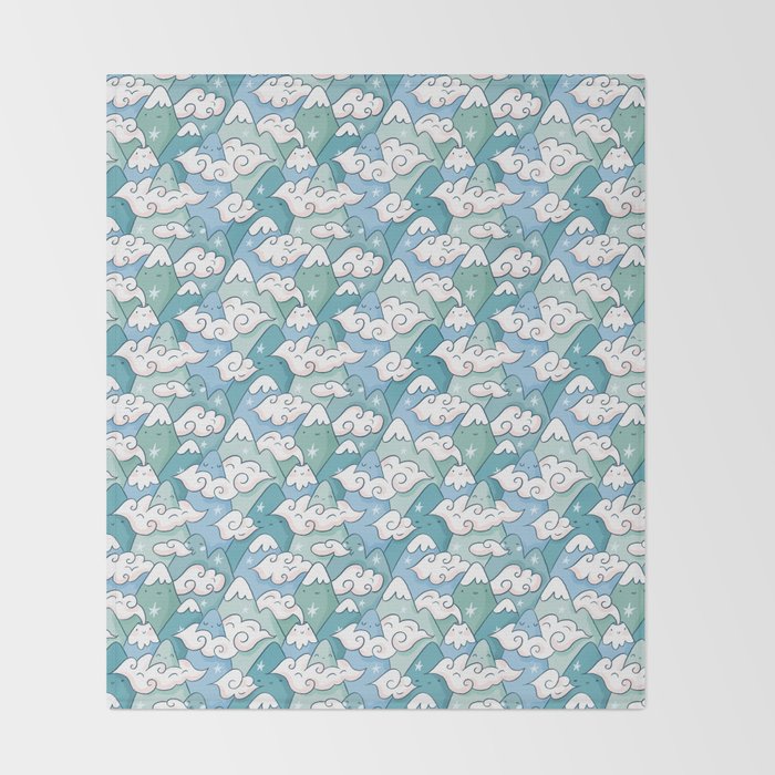 Cute mountains in clouds Throw Blanket Gallery Image 2