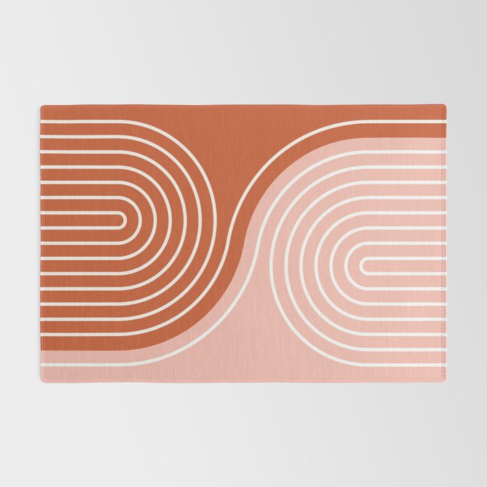 Geometric Lines in Terracotta Rose Gold 19 (Rainbow and Lines Abstraction) Rug Gallery Image 2