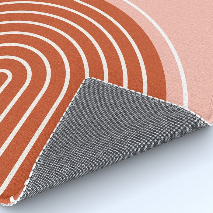 Geometric Lines in Terracotta Rose Gold 19 (Rainbow and Lines Abstraction) Rug Gallery Image 4