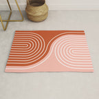 Geometric Lines in Terracotta Rose Gold 19 (Rainbow and Lines Abstraction) Rug Gallery Image 1