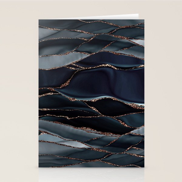 Midnight Marble Deep Ocean Waves Stationery Card Gallery Image 2