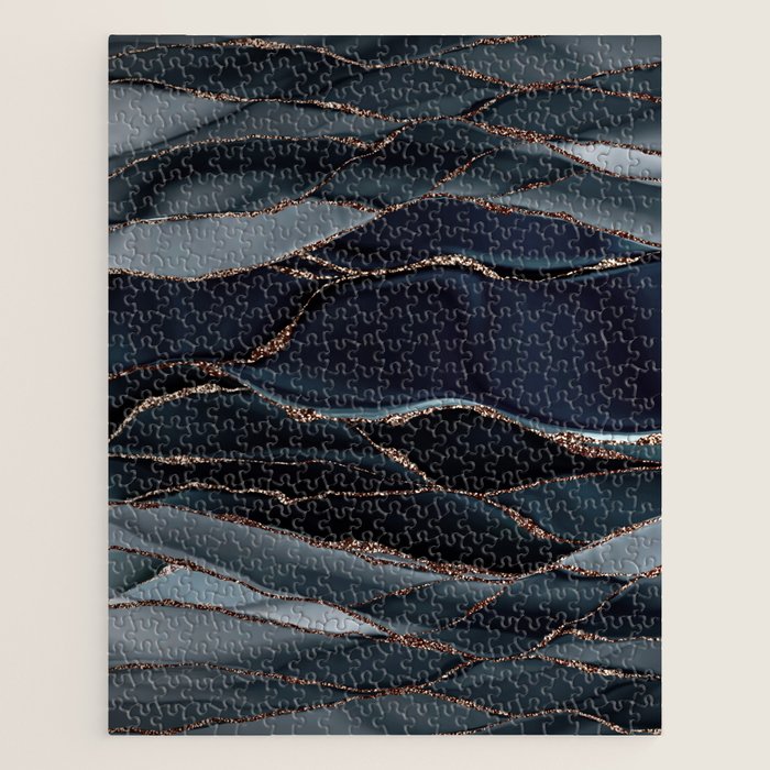 Midnight Marble Deep Ocean Waves Jigsaw Puzzle Gallery Image 1