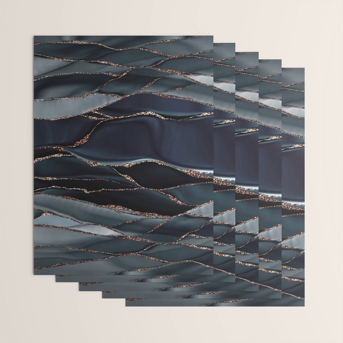 Midnight Marble Deep Ocean Waves Wrapping Paper Gallery Image 3