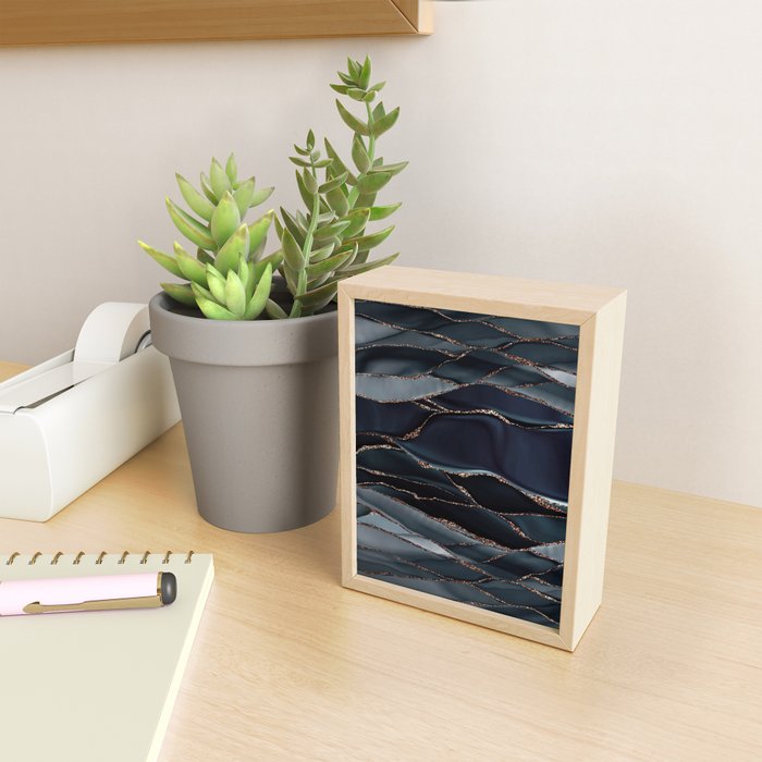 Midnight Marble Deep Ocean Waves Mini Art Print Gallery Image 2
