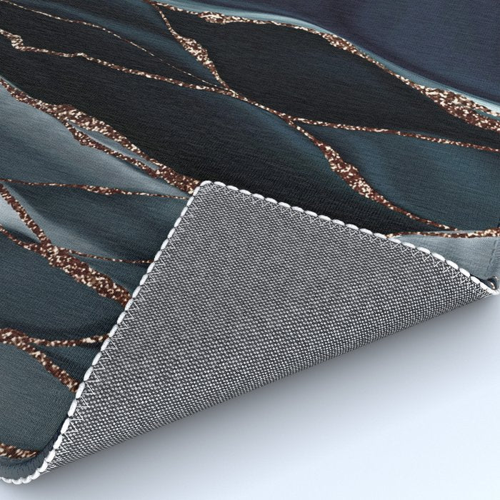 Midnight Marble Deep Ocean Waves Rug Gallery Image 4
