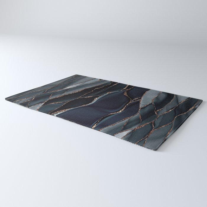 Midnight Marble Deep Ocean Waves Rug Gallery Image 3