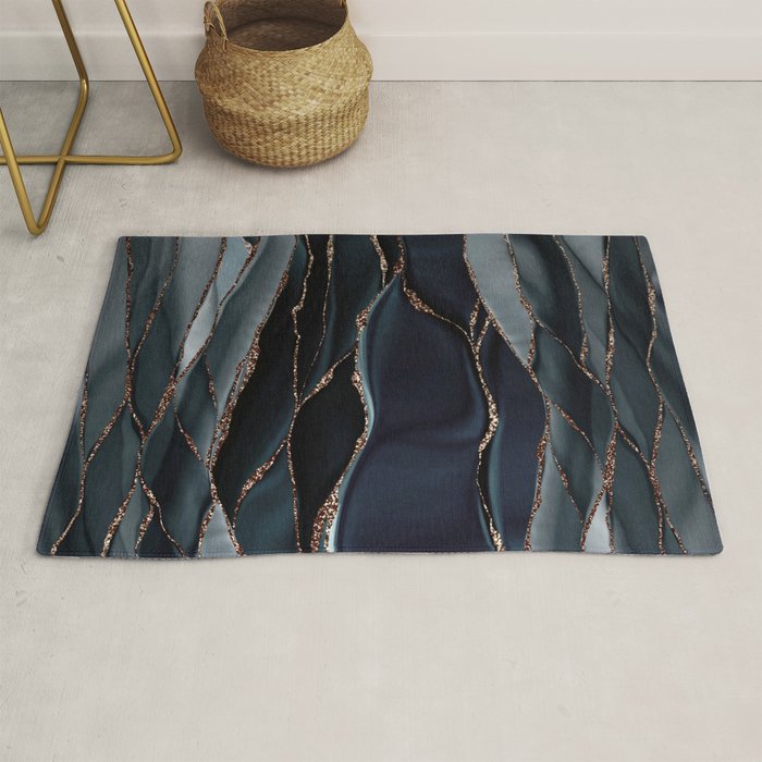 Midnight Marble Deep Ocean Waves Rug Gallery Image 1