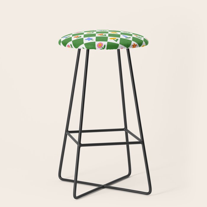 Colorful geometric flower art pattern Stool Gallery Image 1