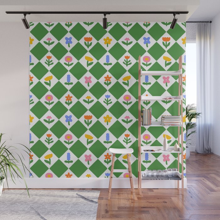 Colorful geometric flower art pattern Wall Mural Gallery Image 1