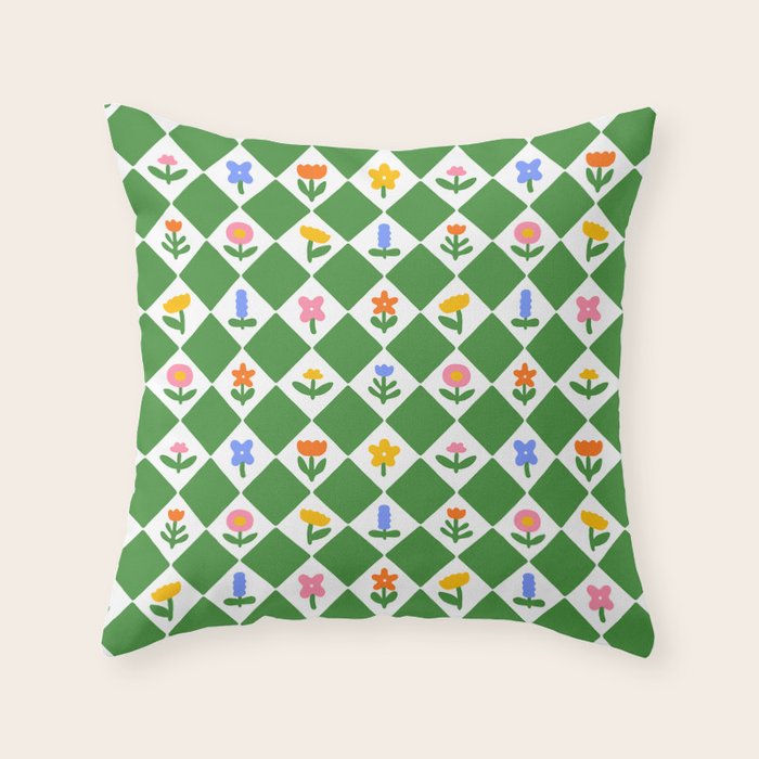 Colorful geometric flower art pattern Throw Pillow Gallery Image 6