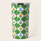 Colorful geometric flower art pattern Travel Mug Gallery Image 1