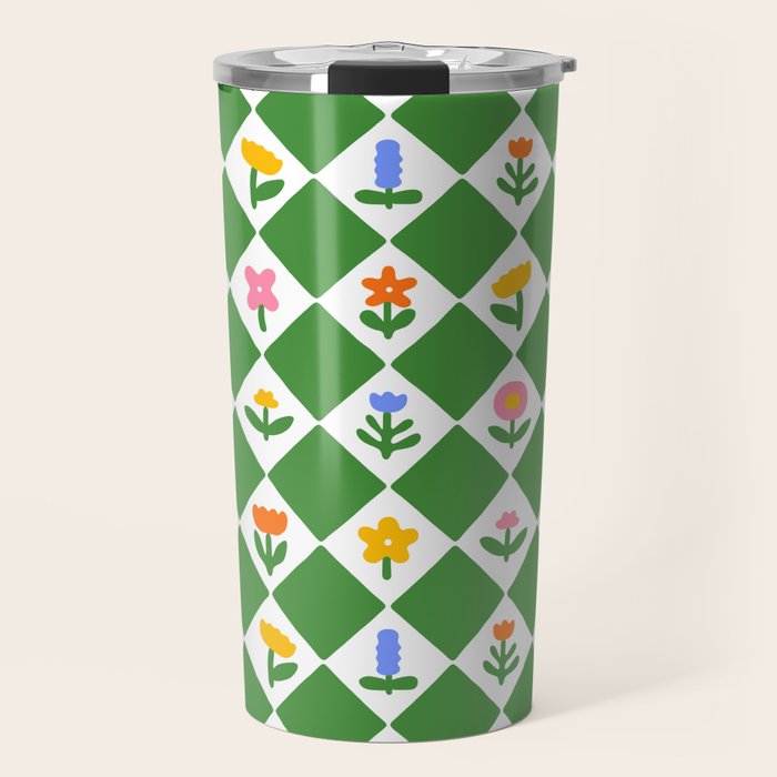 Colorful geometric flower art pattern Travel Mug Gallery Image 1