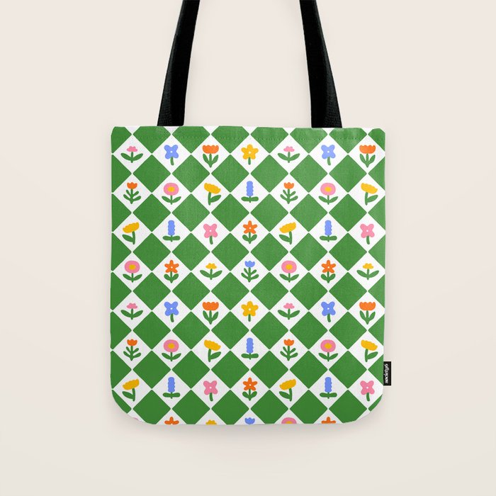 Colorful geometric flower art pattern Tote Bag Gallery Image 1