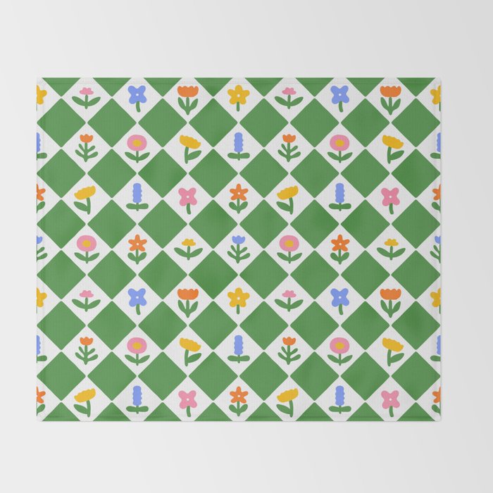 Colorful geometric flower art pattern Throw Blanket Gallery Image 2