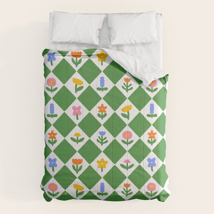 Colorful geometric flower art pattern Comforter Gallery Image 6