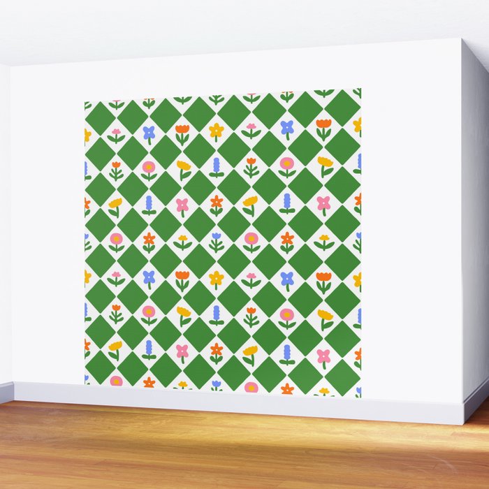 Colorful geometric flower art pattern Wall Mural Gallery Image 2