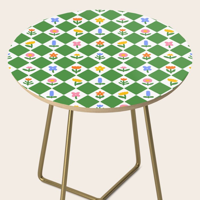 Colorful geometric flower art pattern Side Table Gallery Image 2