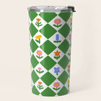 Colorful geometric flower art pattern Travel Mug Gallery Image 2