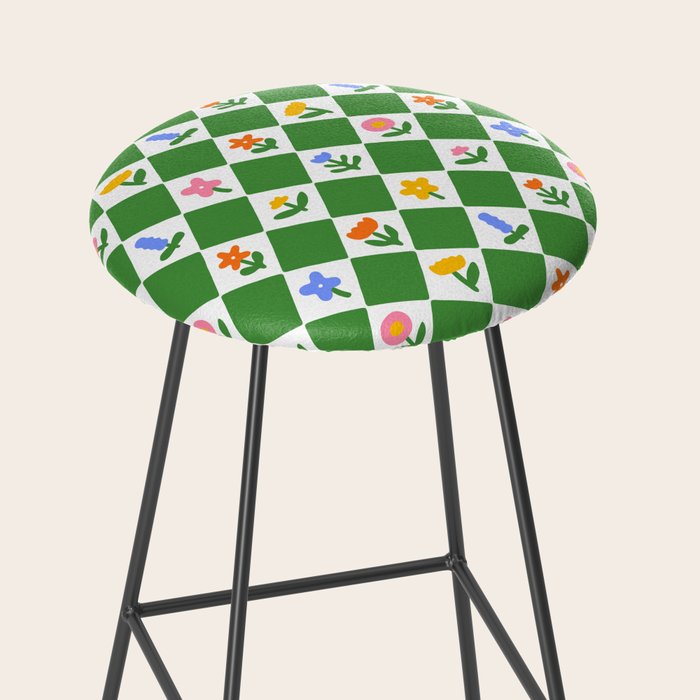Colorful geometric flower art pattern Stool Gallery Image 2