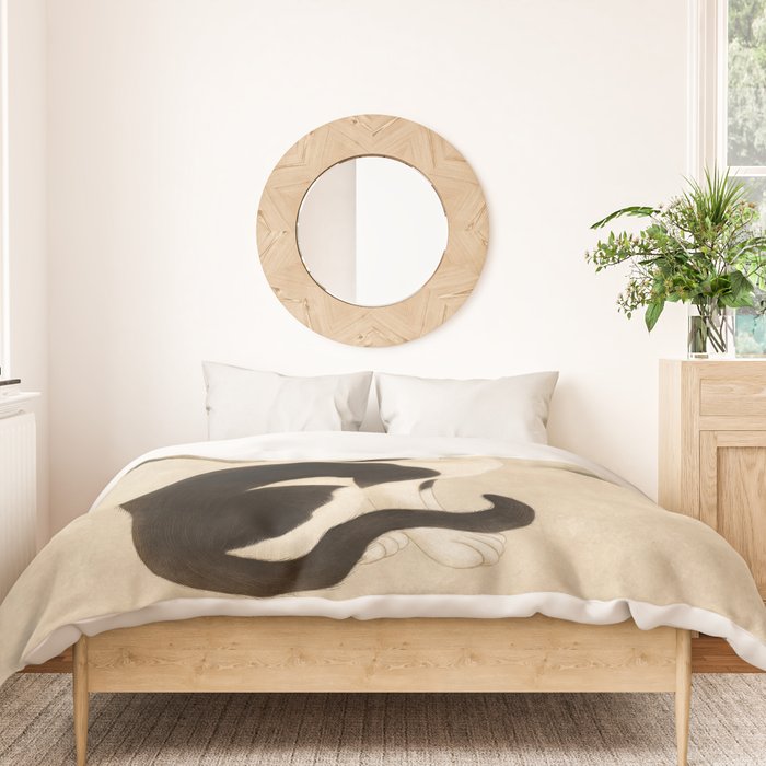 Minhwa: cat & butterfly (Korean traditional/folk art) Duvet Cover Gallery Image 3