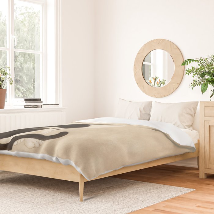 Minhwa: cat & butterfly (Korean traditional/folk art) Duvet Cover Gallery Image 2
