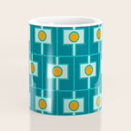 Mid Century Modern Rektangel Geometric Pattern Teal Aqua Orange Coffee Mug Gallery Image 4