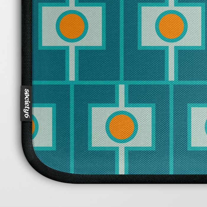 Mid Century Modern Rektangel Geometric Pattern Teal Aqua Orange Laptop Sleeve Gallery Image 3