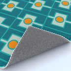 Mid Century Modern Rektangel Geometric Pattern Teal Aqua Orange Rug Gallery Image 4