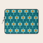Mid Century Modern Rektangel Geometric Pattern Teal Aqua Orange Laptop Sleeve Gallery Image 1