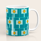Mid Century Modern Rektangel Geometric Pattern Teal Aqua Orange Coffee Mug Gallery Image 1