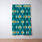 Mid Century Modern Rektangel Geometric Pattern Teal Aqua Orange Window Curtain Gallery Image 3