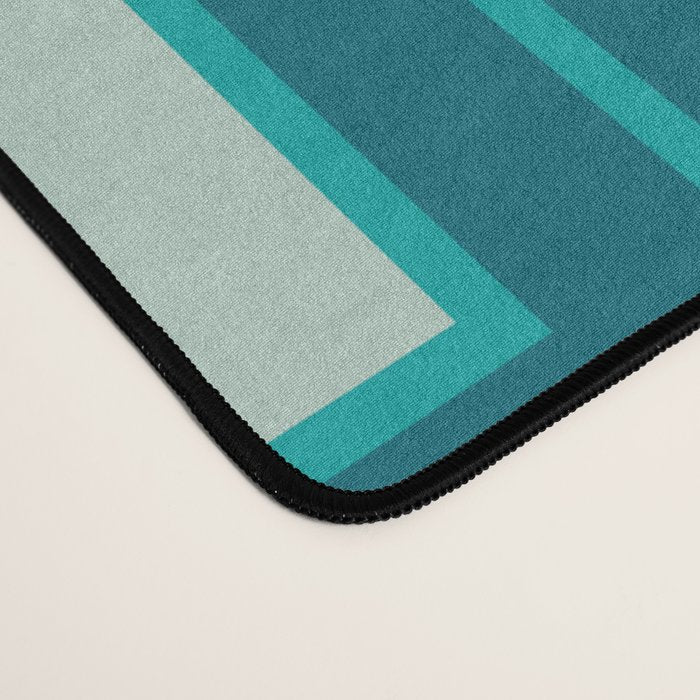Mid Century Modern Rektangel Geometric Pattern Teal Aqua Orange Desk Mat Gallery Image 4