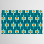 Mid Century Modern Rektangel Geometric Pattern Teal Aqua Orange Tablecloth Gallery Image 2