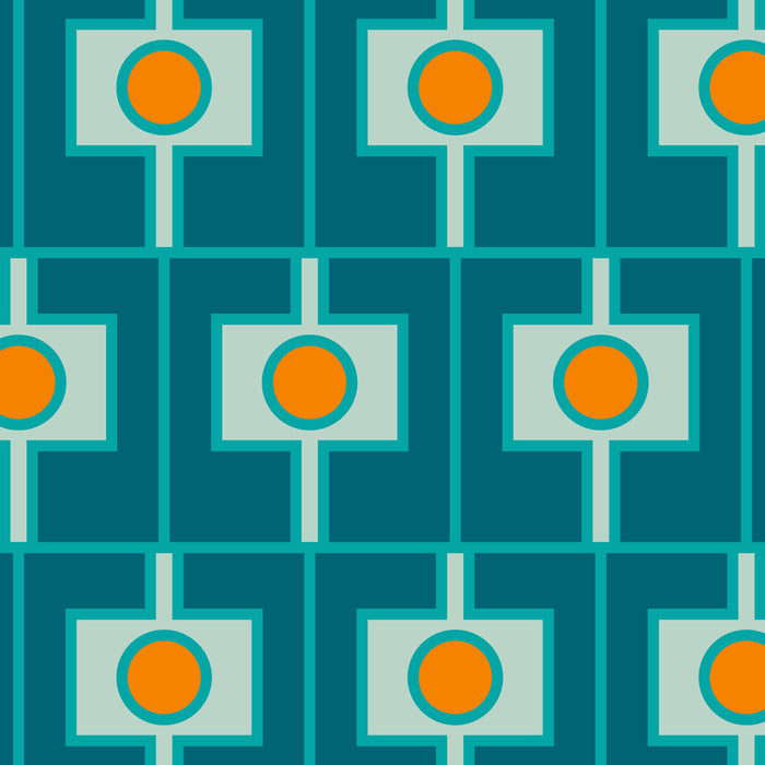 Mid Century Modern Rektangel Geometric Pattern Teal Aqua Orange Coffee Mug Gallery Image 2