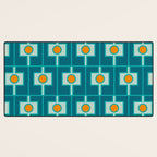 Mid Century Modern Rektangel Geometric Pattern Teal Aqua Orange Desk Mat Gallery Image 3