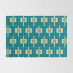 Mid Century Modern Rektangel Geometric Pattern Teal Aqua Orange Rug Gallery Image 2