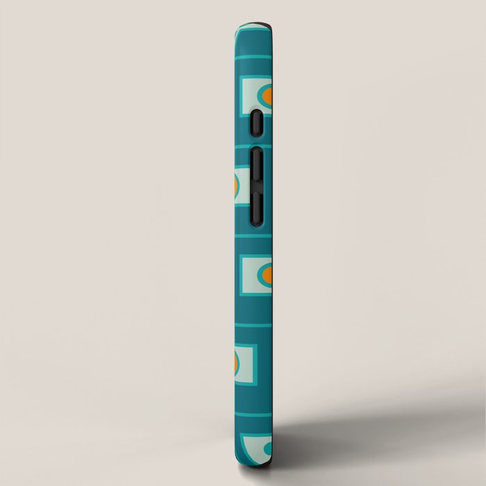 Mid Century Modern Rektangel Geometric Pattern Teal Aqua Orange iPhone Case Gallery Image 2