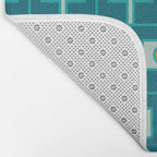 Mid Century Modern Rektangel Geometric Pattern Teal Aqua Orange Bath Mat Gallery Image 2