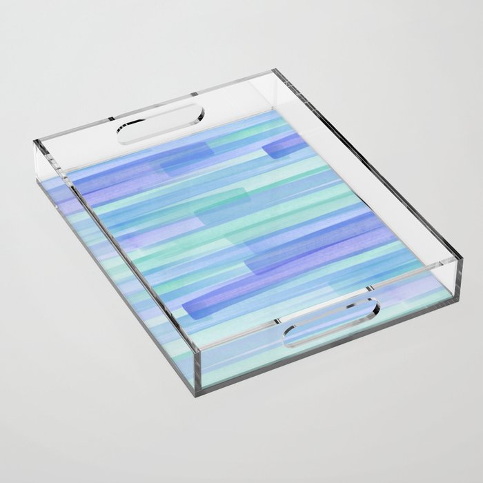 Abstract Watercolor Waves in Cool Blue Acrylic Tray Gallery Image 1