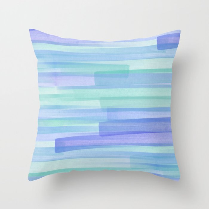 Abstract Watercolor Waves in Cool Blue Throw Pillow Gallery Image 6