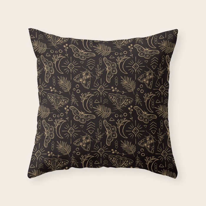 Callisto Moon Moths Throw Pillow Gallery Image 1