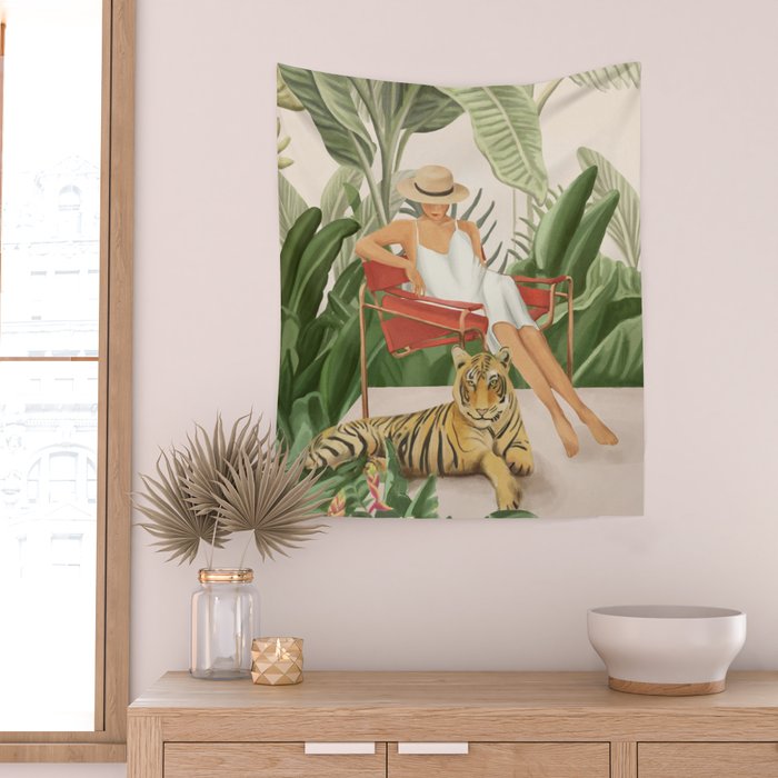 The Lady and the Tiger II Wall Tapestry Gallery Image 2