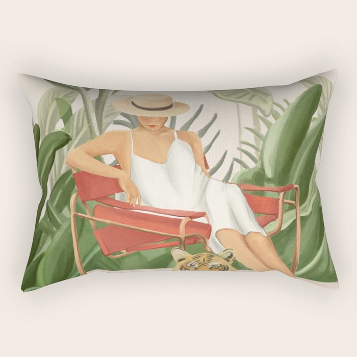 The Lady and the Tiger II Rectangular Pillow Gallery Image 1