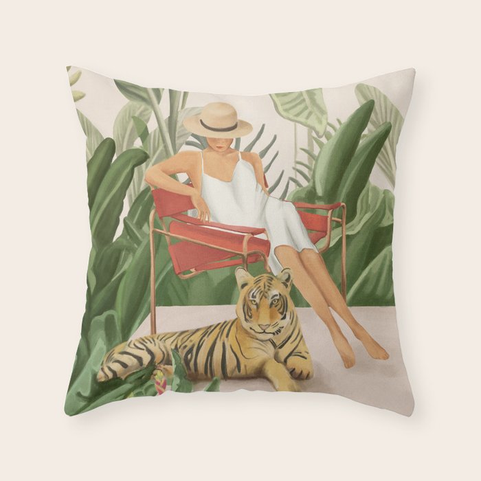 The Lady and the Tiger II Throw Pillow Gallery Image 6