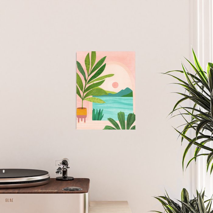 Vacation Views - Pink Coastal Landscape Poster Gallery Image 2