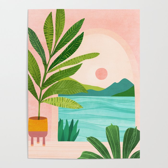 Vacation Views - Pink Coastal Landscape Poster Gallery Image 4
