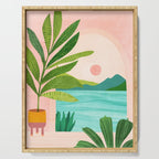 Vacation Views - Pink Coastal Landscape Serving Tray Gallery Image 1