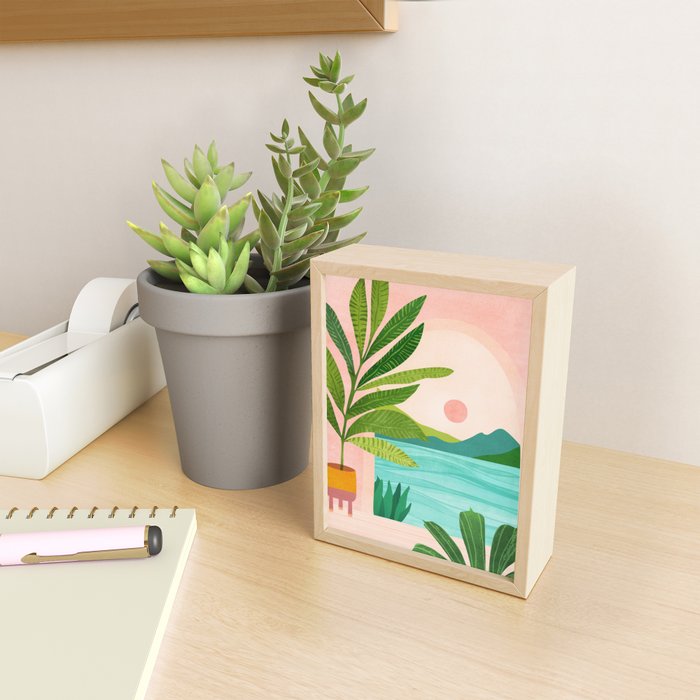 Vacation Views - Pink Coastal Landscape Mini Art Print Gallery Image 2