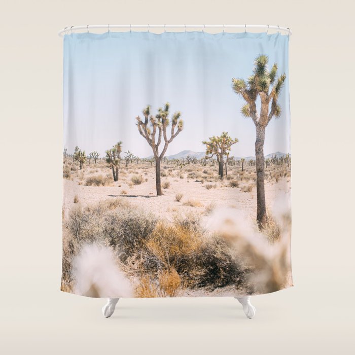 Joshua Tree National Park - California Boho Desert Photo in Neutral Shower Curtain Gallery Image 1