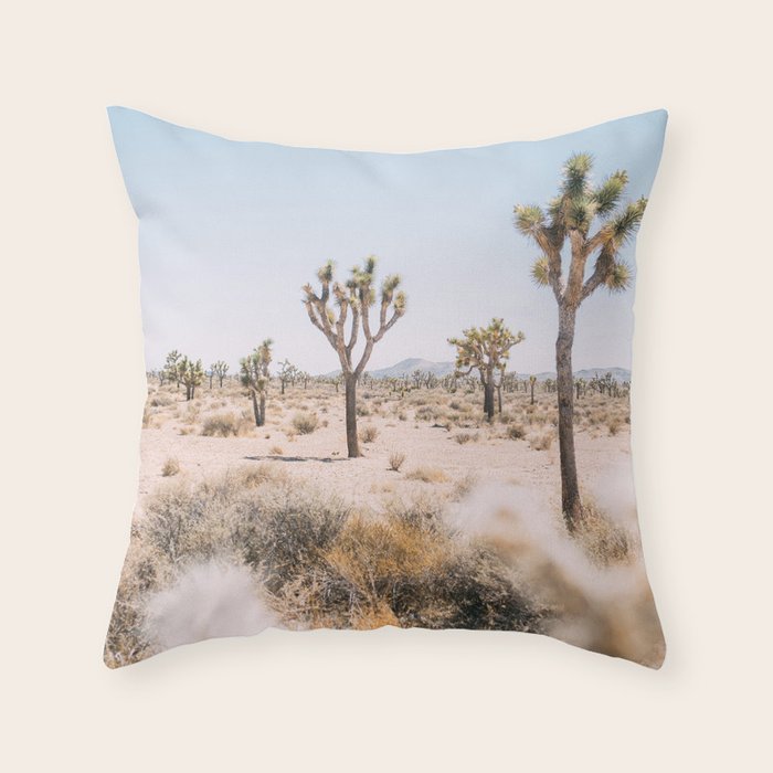 Joshua Tree National Park - California Boho Desert Photo in Neutral Throw Pillow Gallery Image 1